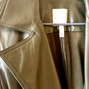 Green faux leather coat